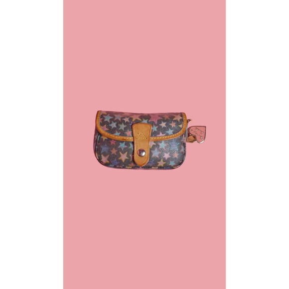 DOONEY & BOURKE Rainbow STAR Black Coated Canvas Mini Pouch As Is. Damaged Faded - Picture 1 of 10